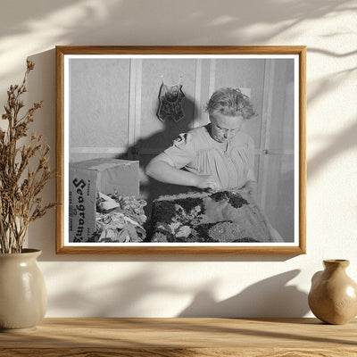 Farm Workers Wife Making Hooked Rug Caldwell Idaho 1941