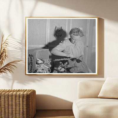 Farm Workers Wife Making Hooked Rug Caldwell Idaho 1941