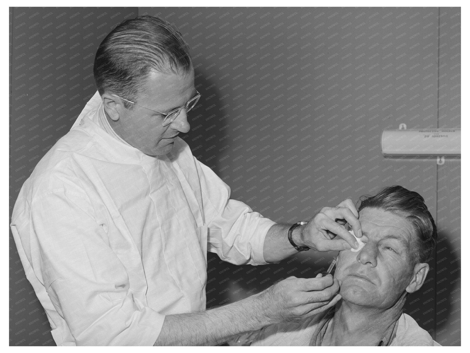 Doctor Treats Eye Burn at Idaho Labor Camp 1941