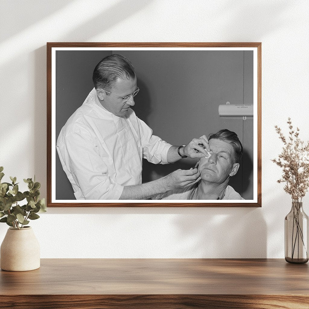 Doctor Treats Eye Burn at Idaho Labor Camp 1941