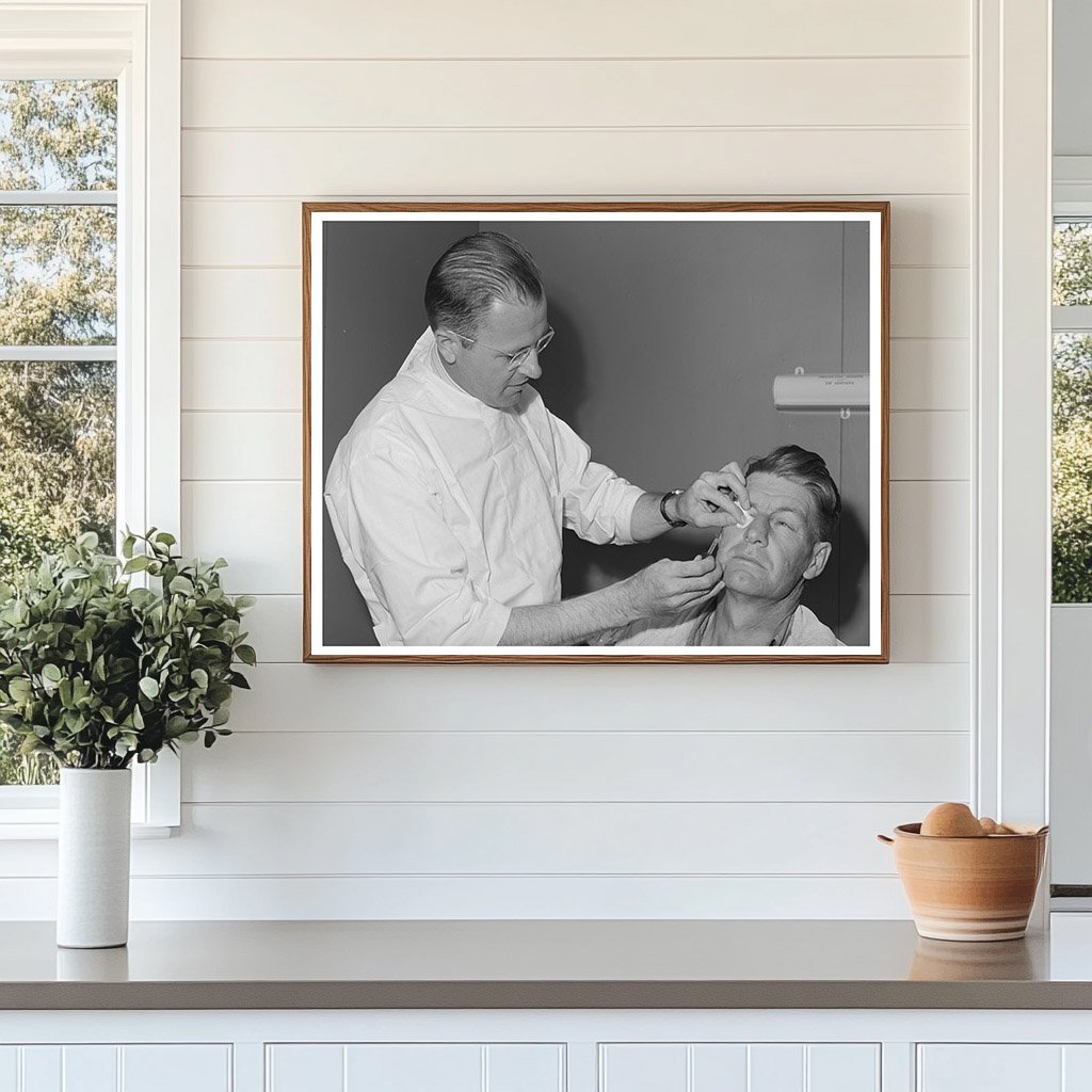 Doctor Treats Eye Burn at Idaho Labor Camp 1941