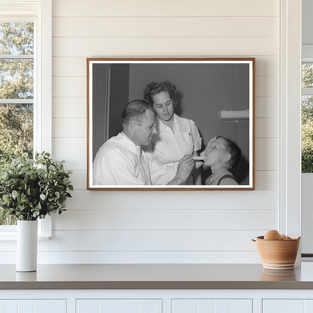 Doctor and nurse attend farm workers son Caldwell Idaho 1941