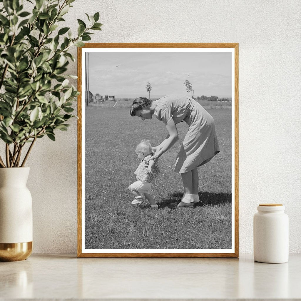 Farm Workers Wife Teaches Daughter to Walk 1941