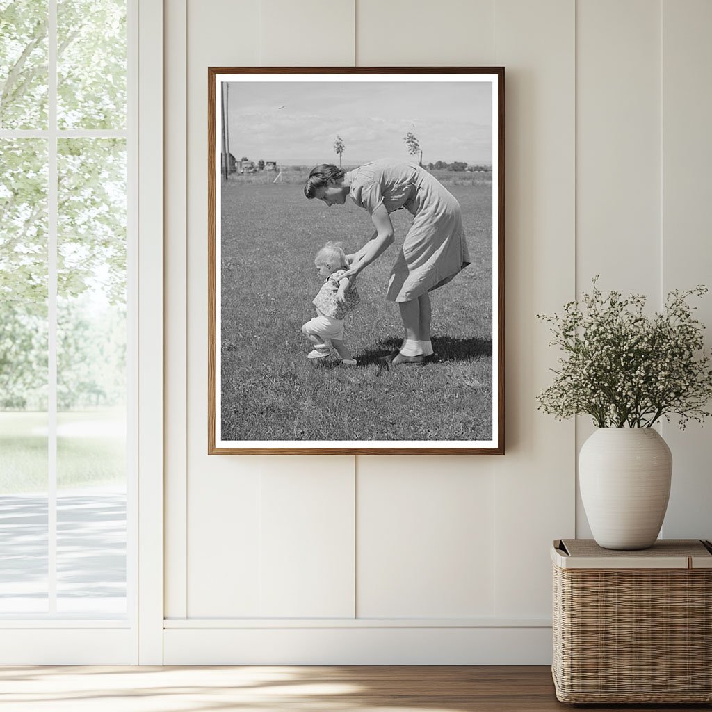 Farm Workers Wife Teaches Daughter to Walk 1941