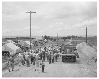 Pea Pickers Leaving Labor Camp Canyon County Idaho 1941