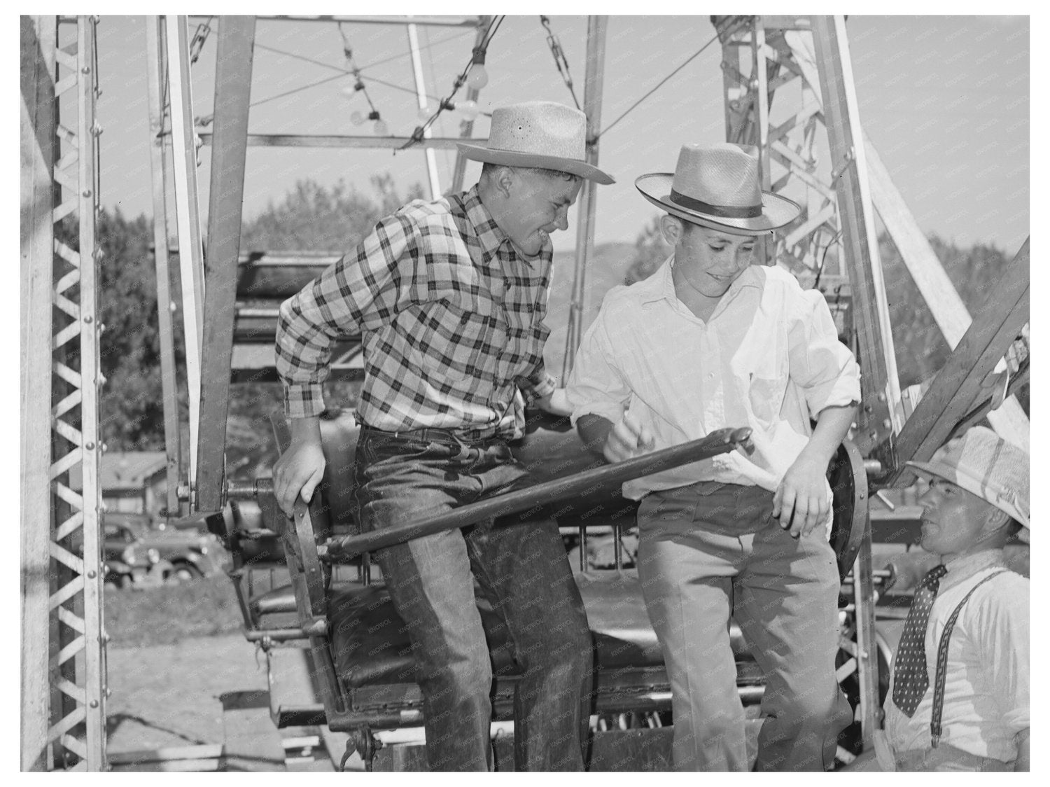 Farm Boys Board Ferris Wheel Fourth of July Vale Oregon 1941