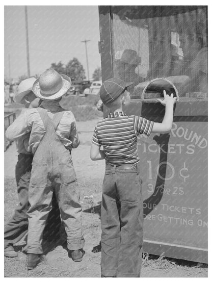 Farm Boys Buying Tickets at Vale Oregon Carnival July 1941