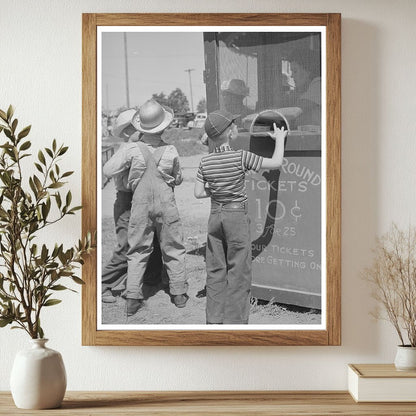 Farm Boys Buying Tickets at Vale Oregon Carnival July 1941