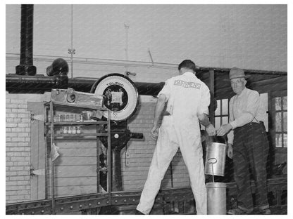 Weighing Cans of Cream at Dairymens Cooperative 1941