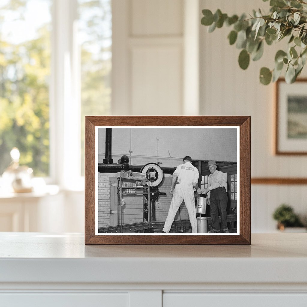 Weighing Cans of Cream at Dairymens Cooperative 1941
