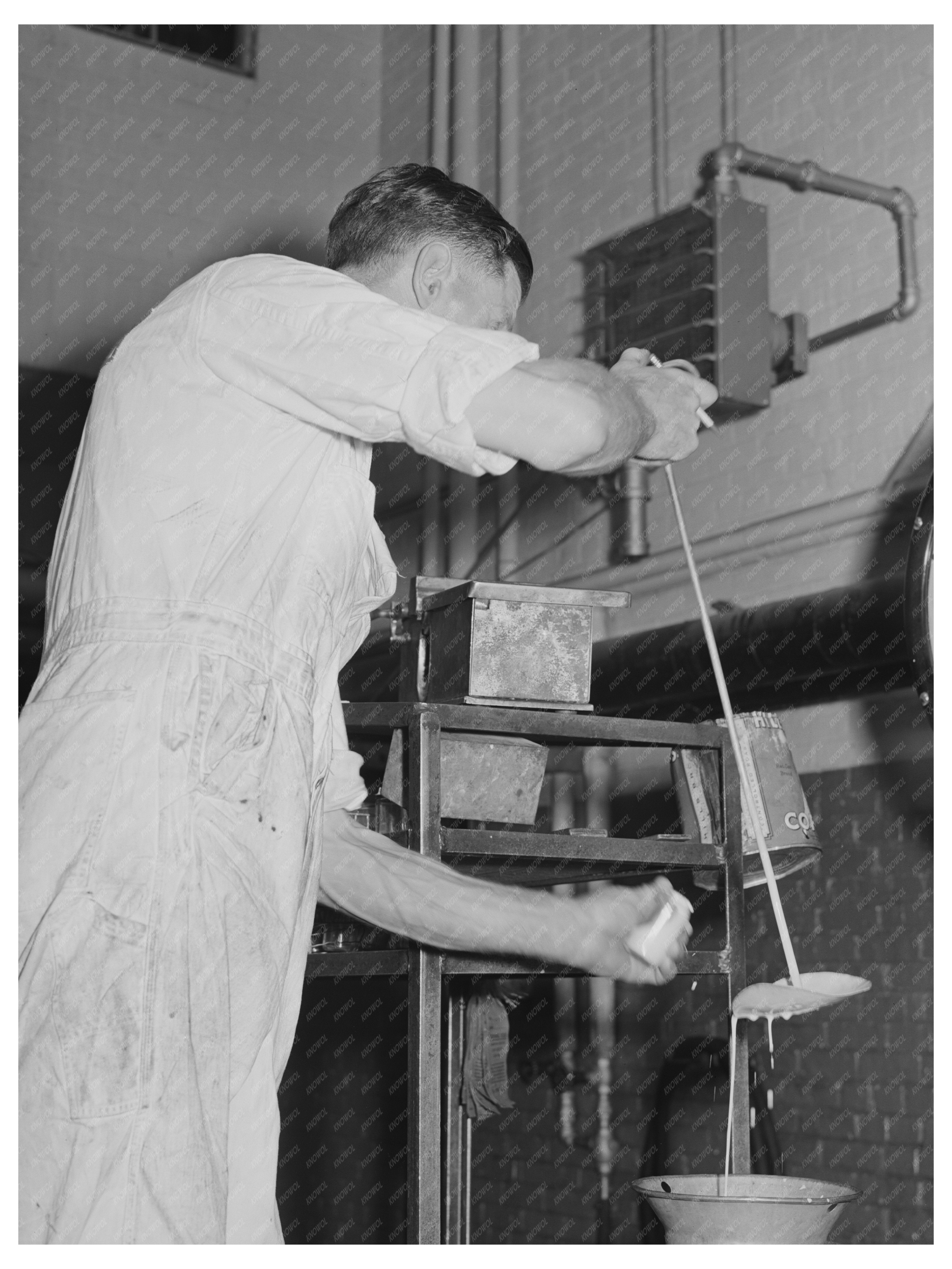 Dairyman Samples Milk at Idaho Creamery June 1941