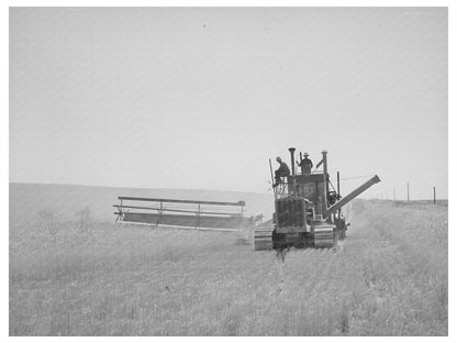 Tractor-Drawn Combine Harvesting Wheat July 1941
