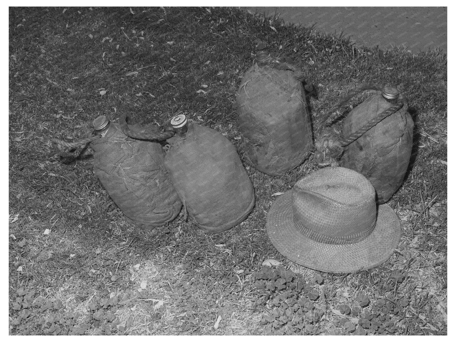 1941 Harvest Workers Water Bottles and Hat Walla Walla County