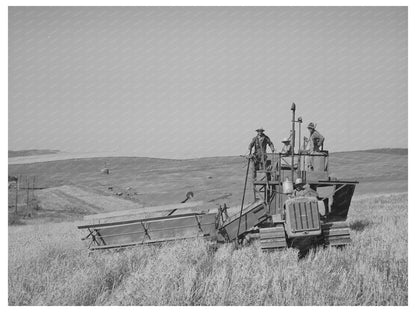 1941 Caterpillar Combine Harvesting Wheat in Whitman County