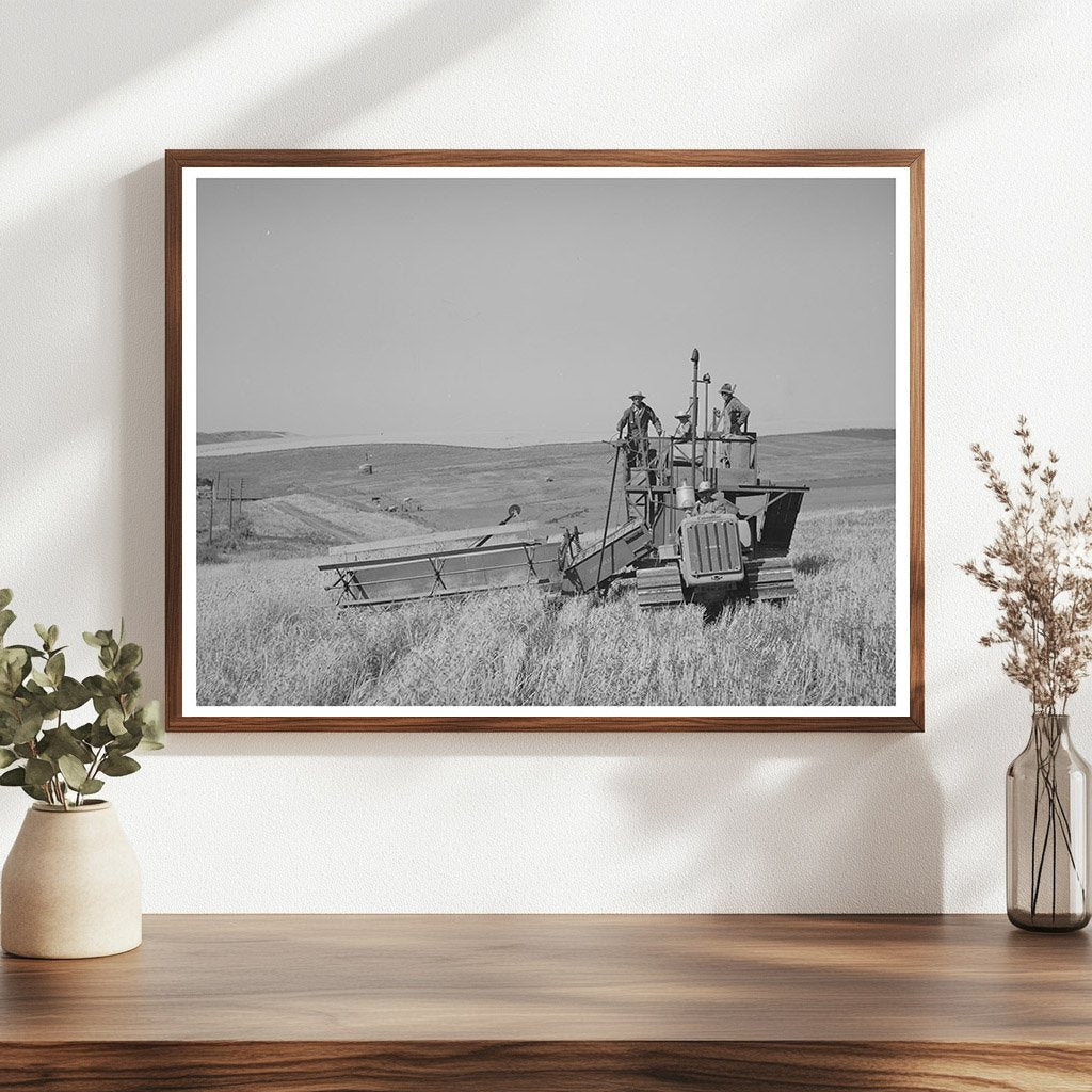 1941 Caterpillar Combine Harvesting Wheat in Whitman County