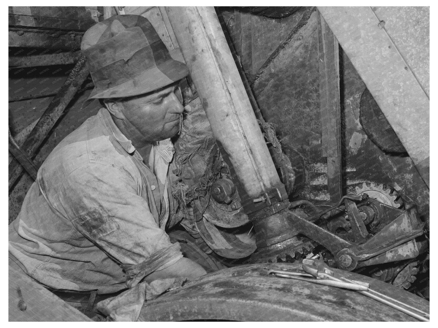 1941 Agricultural Workers Operating Combine in Washington