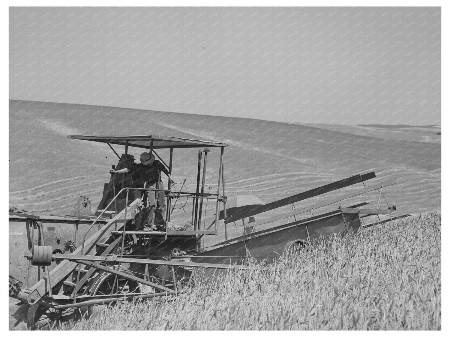 1941 Combine Harvester Whitman County Washington Photo