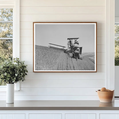 1941 Tractor-Drawn Combine Harvesting Wheat in Washington