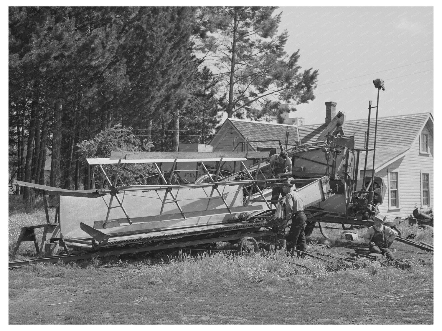 1941 Harvesting Combine Preparation in Genesee Idaho