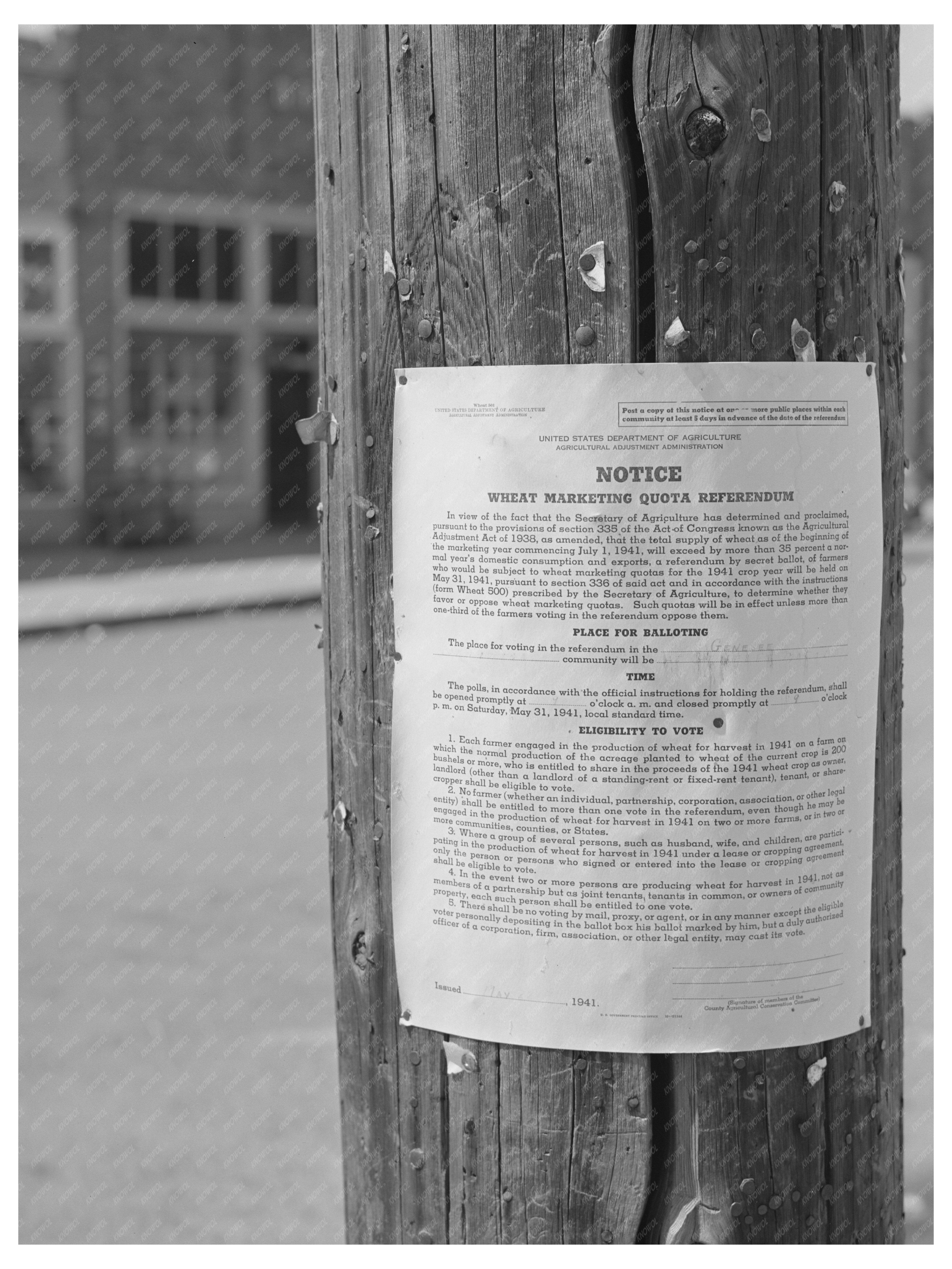 Wheat Quota Sign Genesee Idaho July 1941