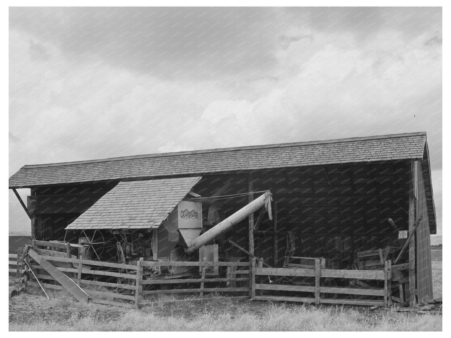 1941 Wheat Combine Storage Idaho County Agriculture Image