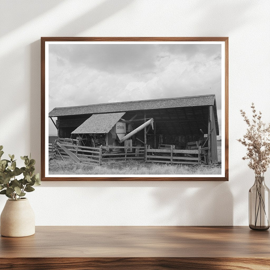 1941 Wheat Combine Storage Idaho County Agriculture Image