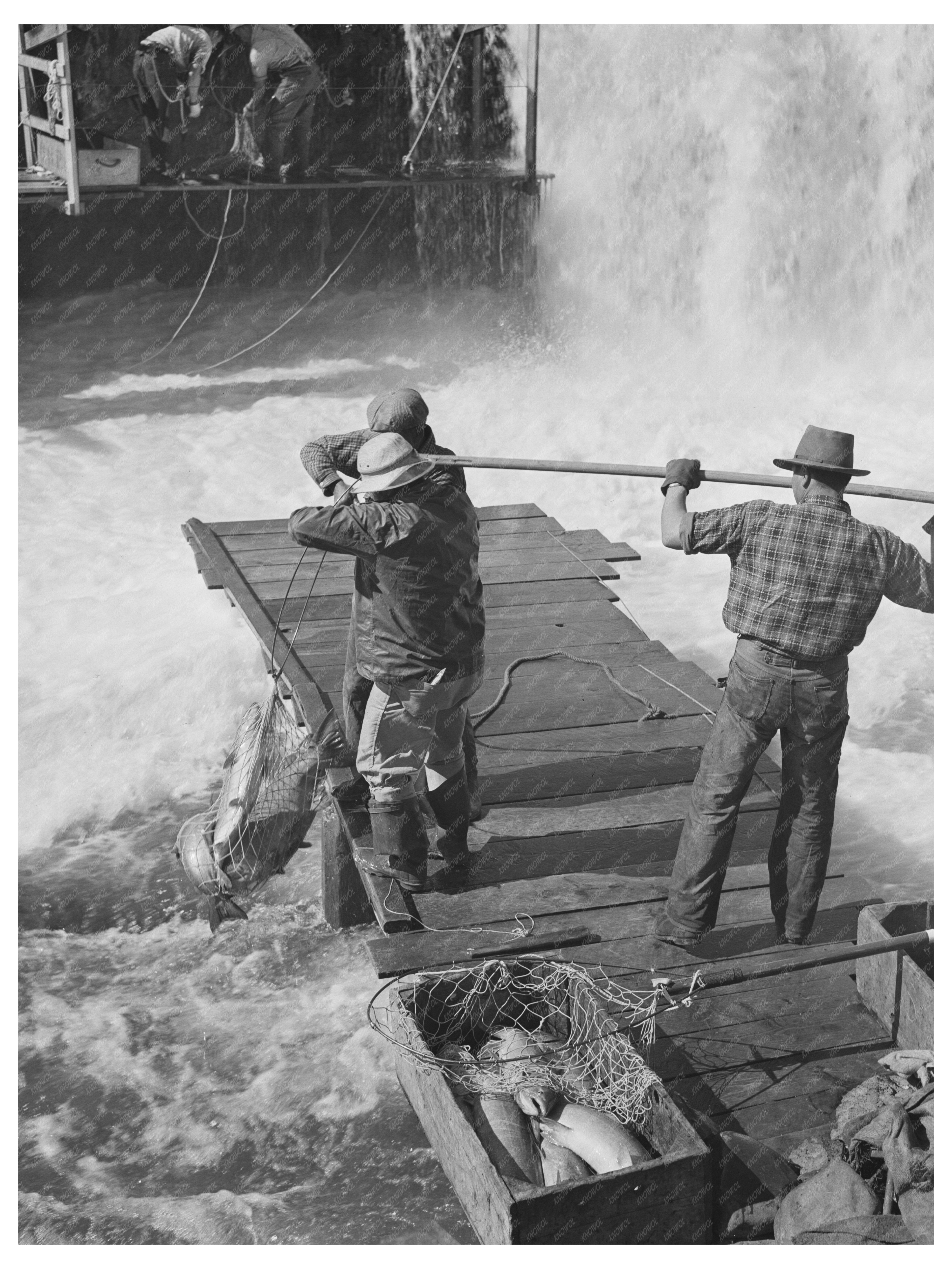 Indian Fishermen at Celilo Falls Oregon 1941