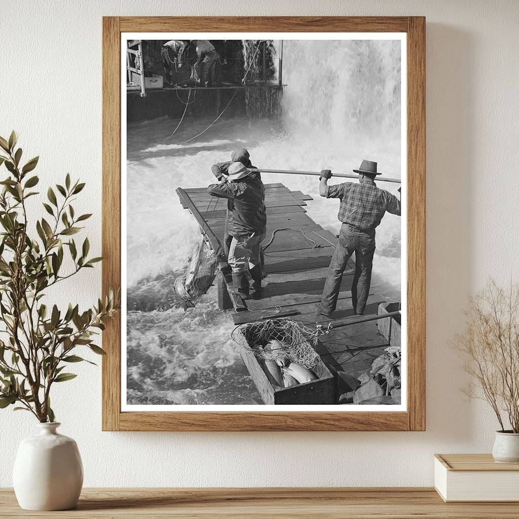 Indian Fishermen at Celilo Falls Oregon 1941