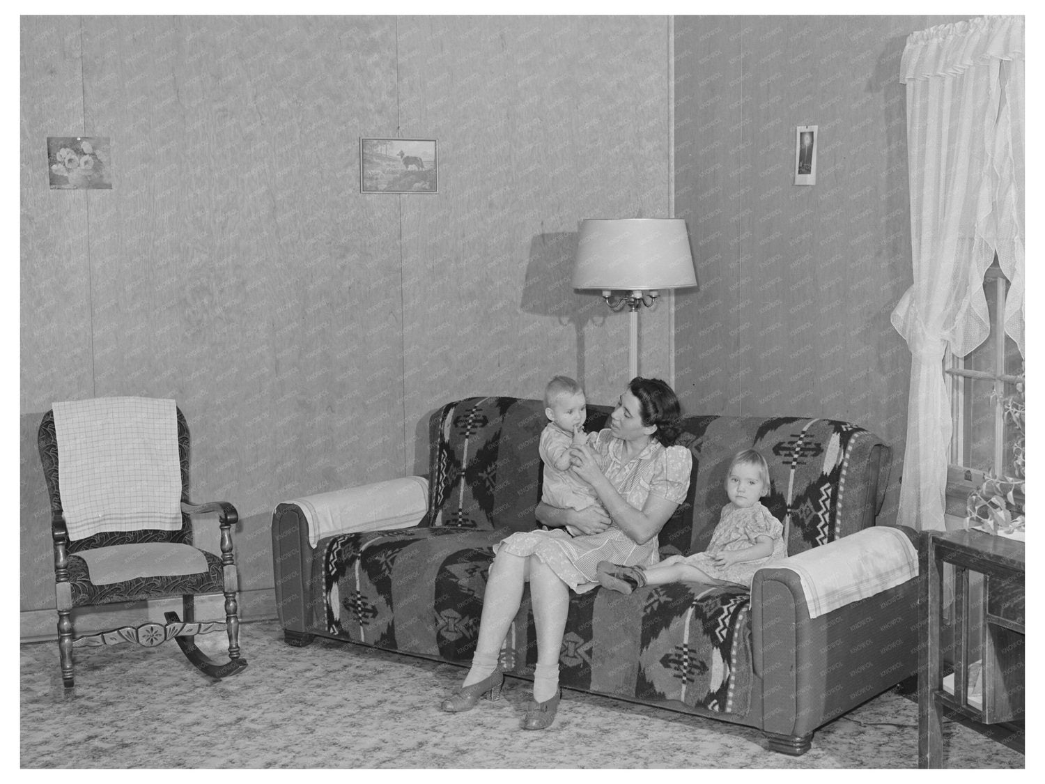 1941 Vintage Farm Family Living Room in Idaho