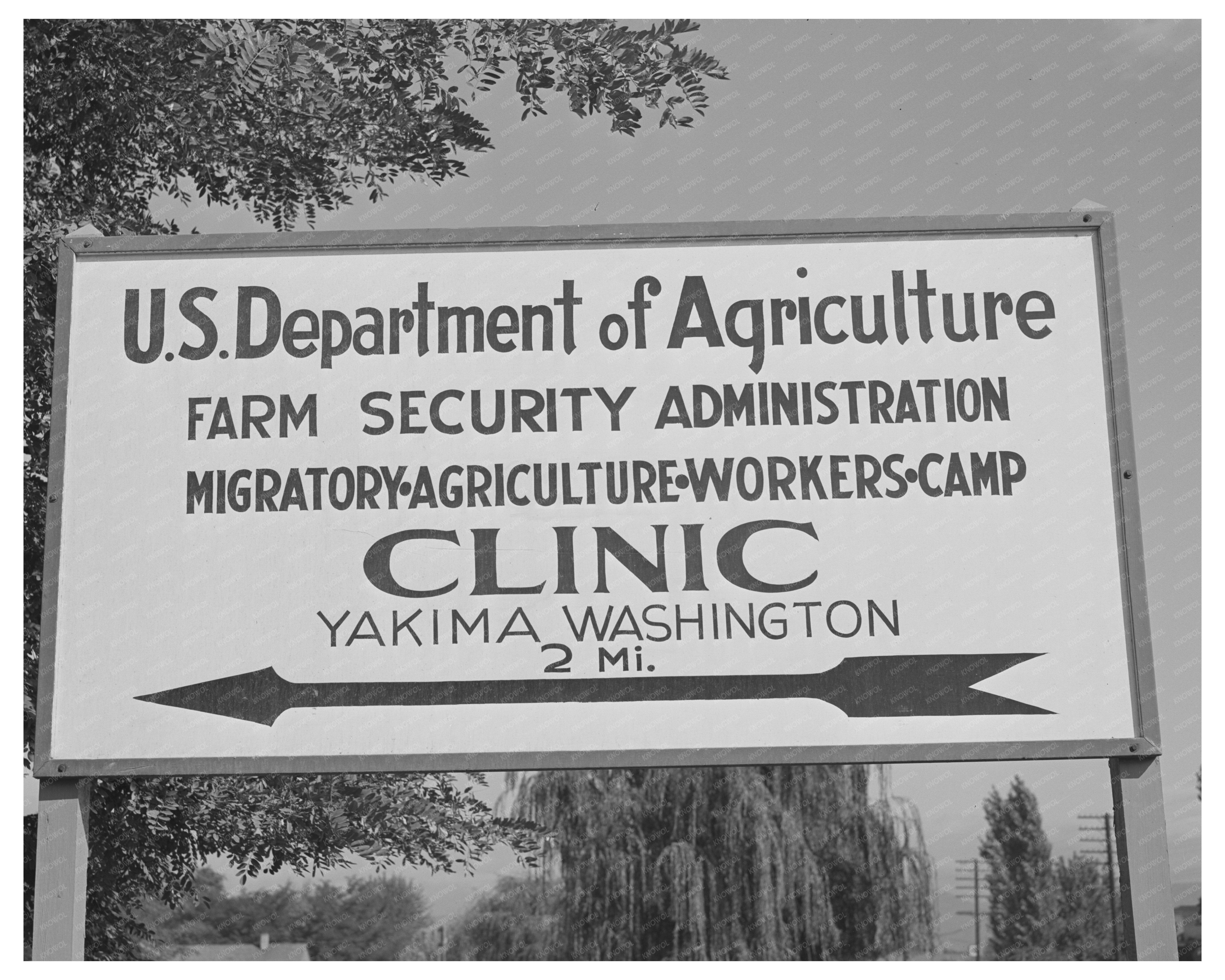 FSA Labor Camps Clinic Sign Yakima County Washington 1941