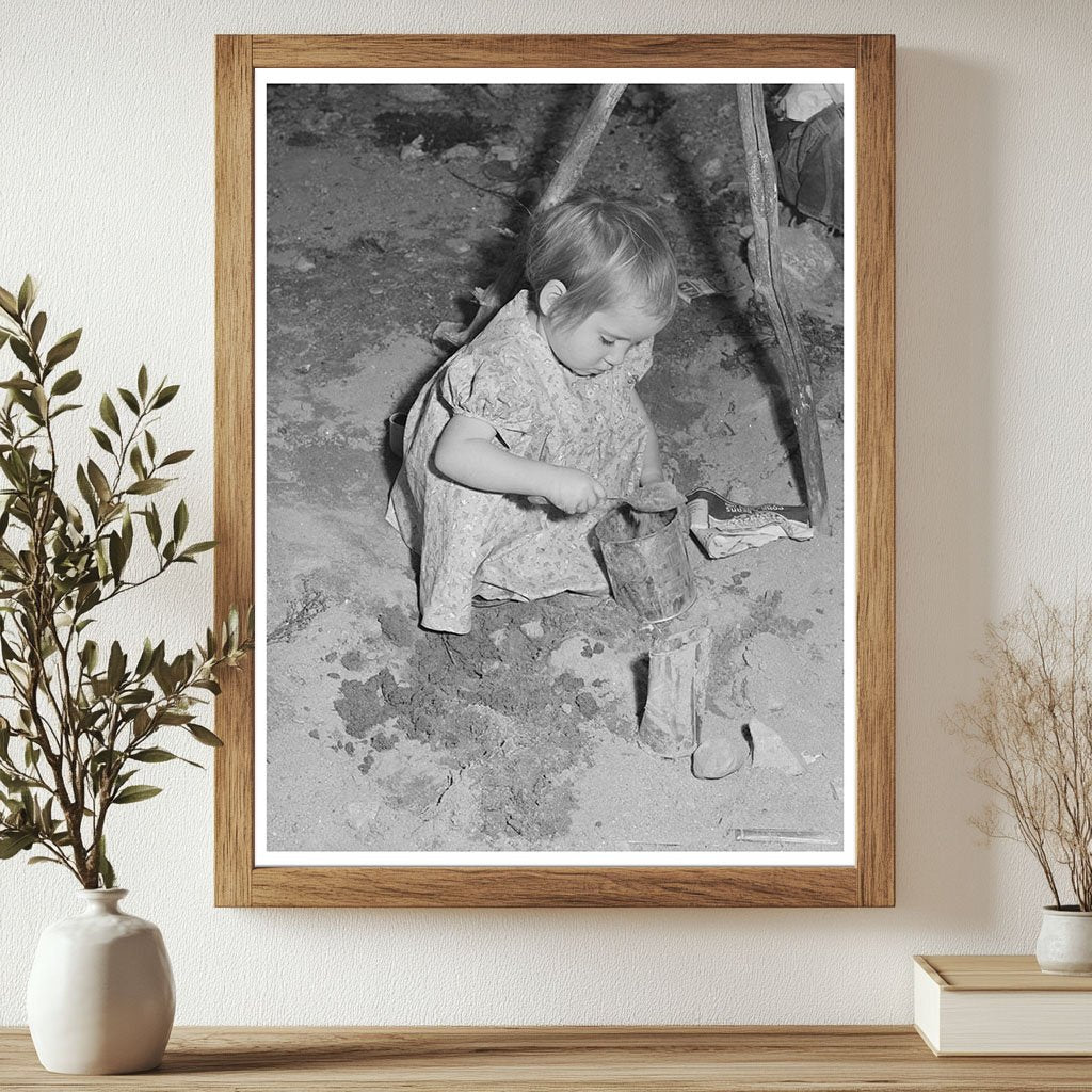 Young Girl Playing in Sandpile Yakima County 1941