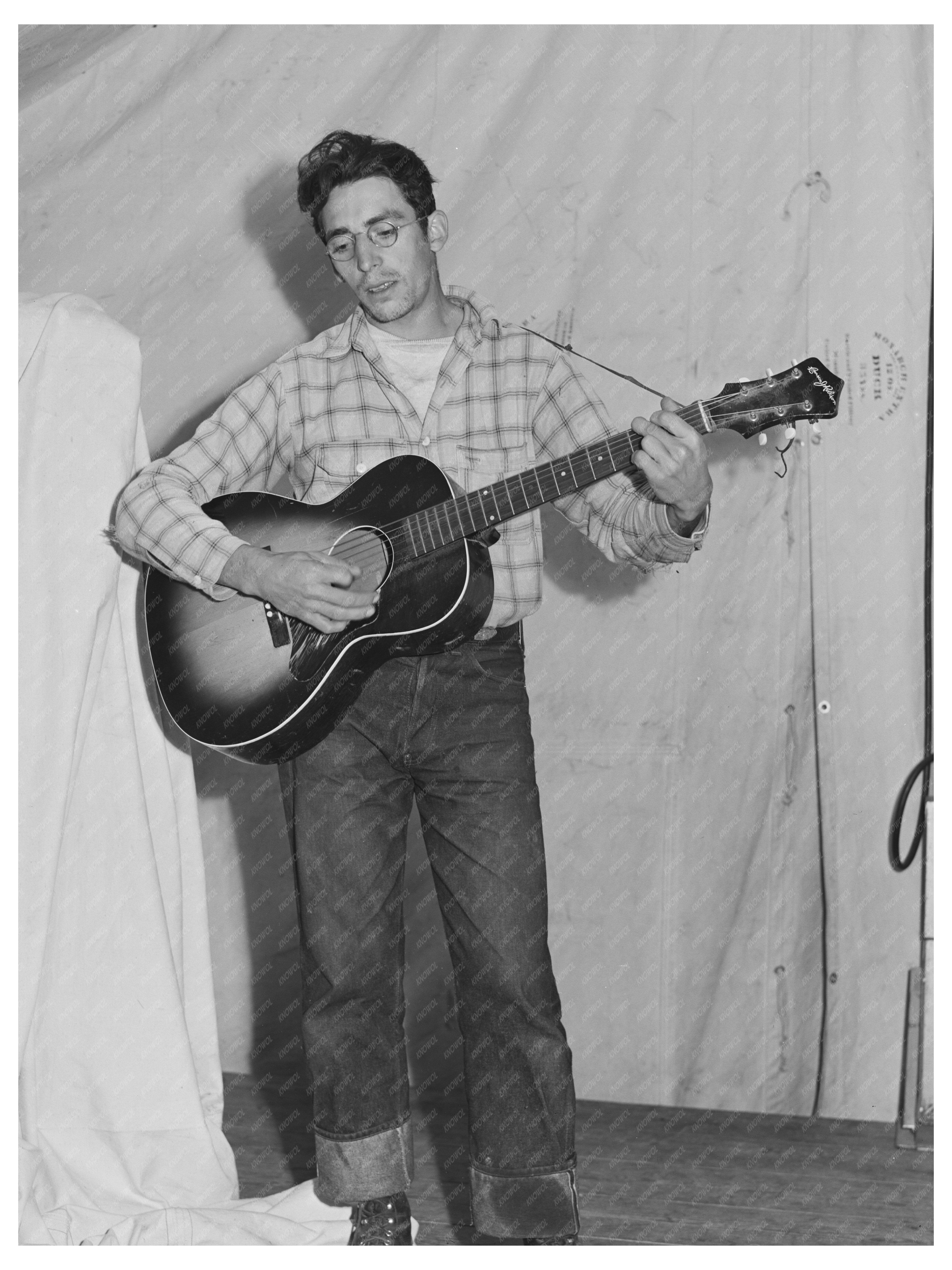 Singing Cowboy at Migrant Farm Camp Odell Oregon 1941