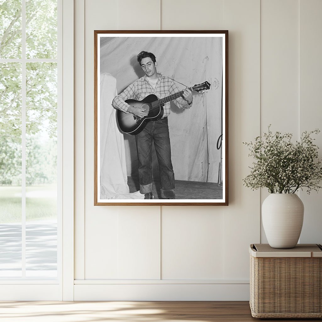 Singing Cowboy at Migrant Farm Camp Odell Oregon 1941