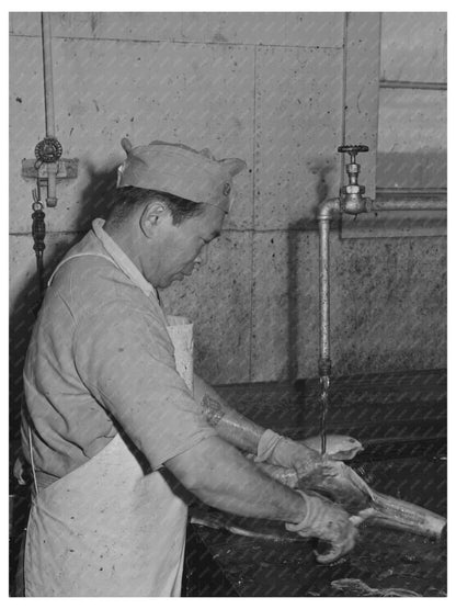 Salmon Butcher at Columbia River Packing 1941