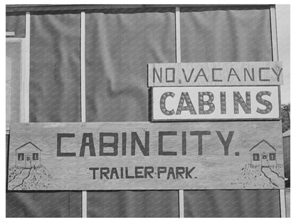 1941 Vintage No Vacancy Sign at Hermiston Oregon Cabin Court