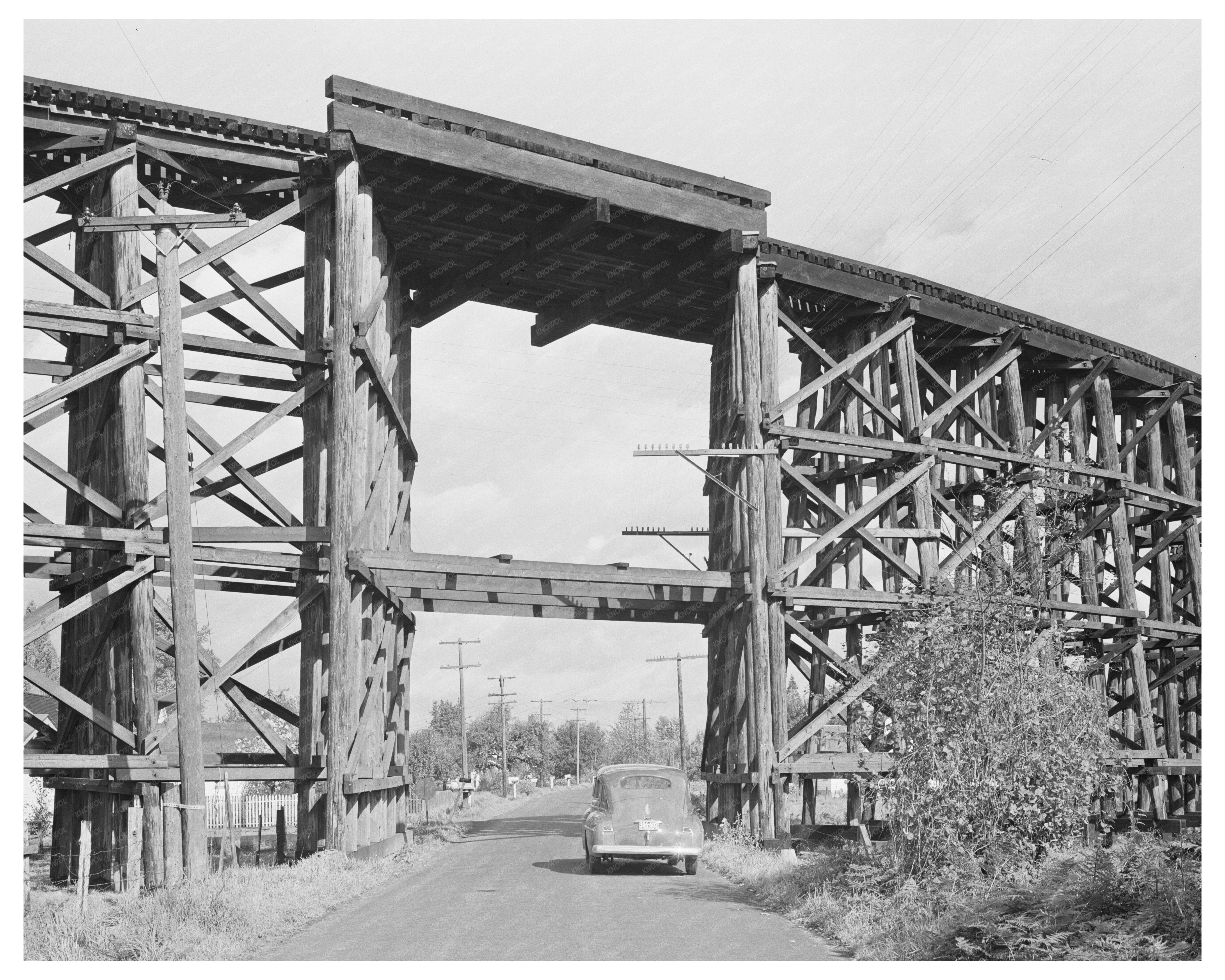 Highway Under Railroad Trestle Cowlitz County 1941