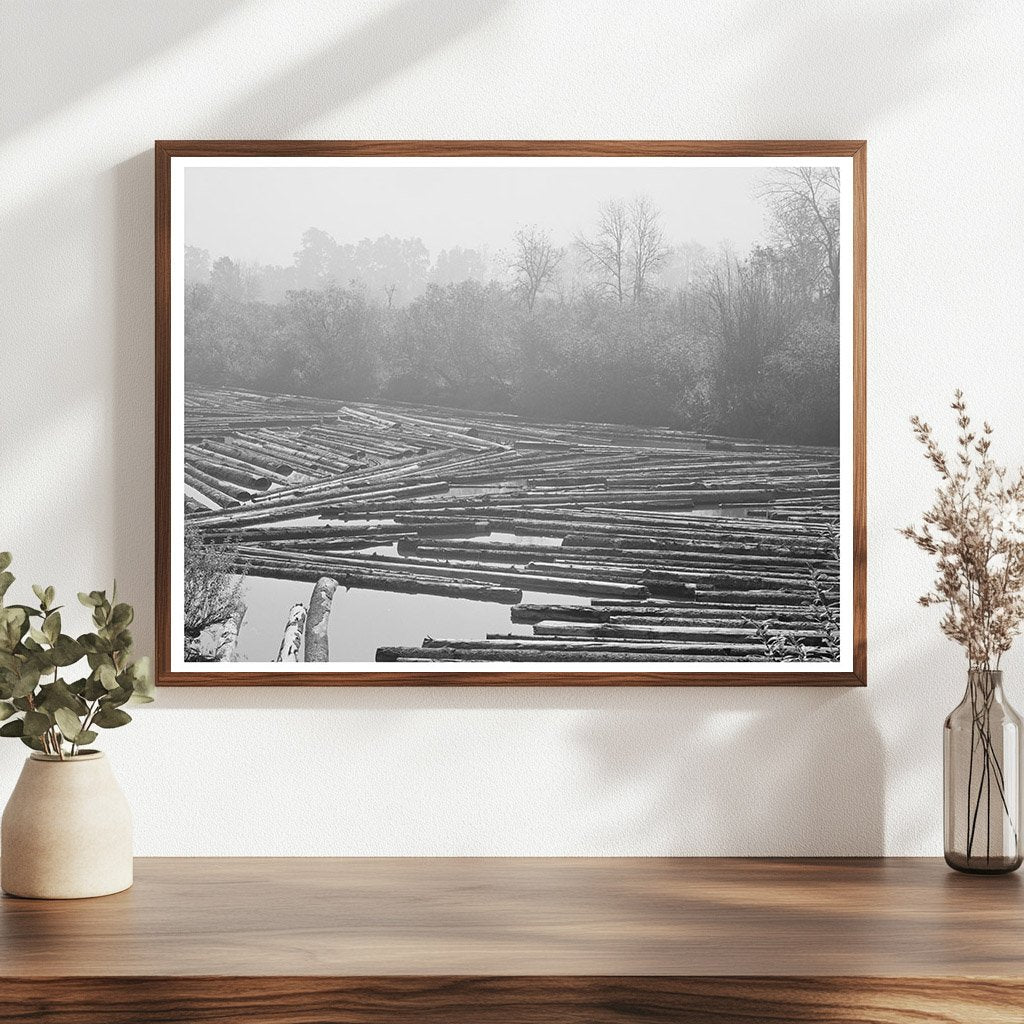 Cowlitz County log pond October 1941 historic image