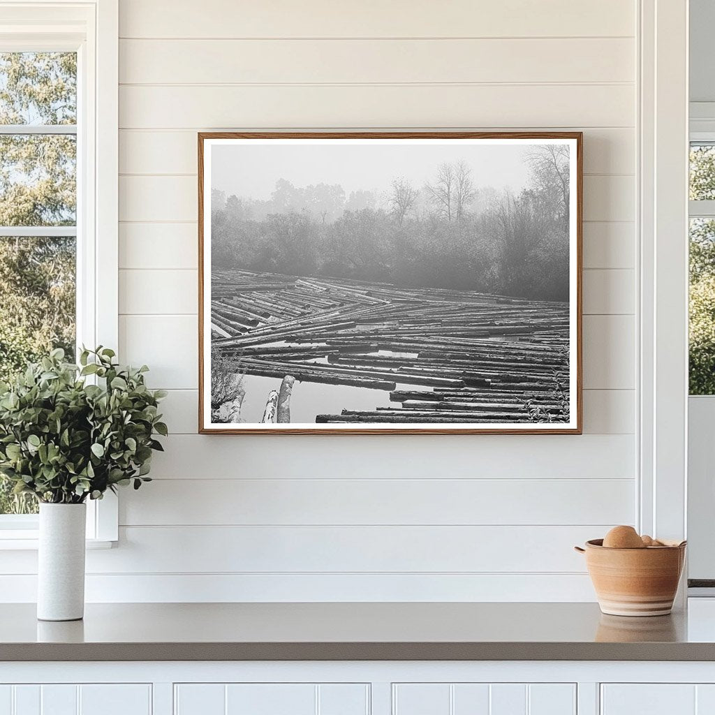 Cowlitz County log pond October 1941 historic image