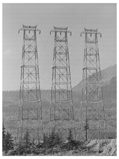 Bonneville Dam Crossing Towers October 1941 Image