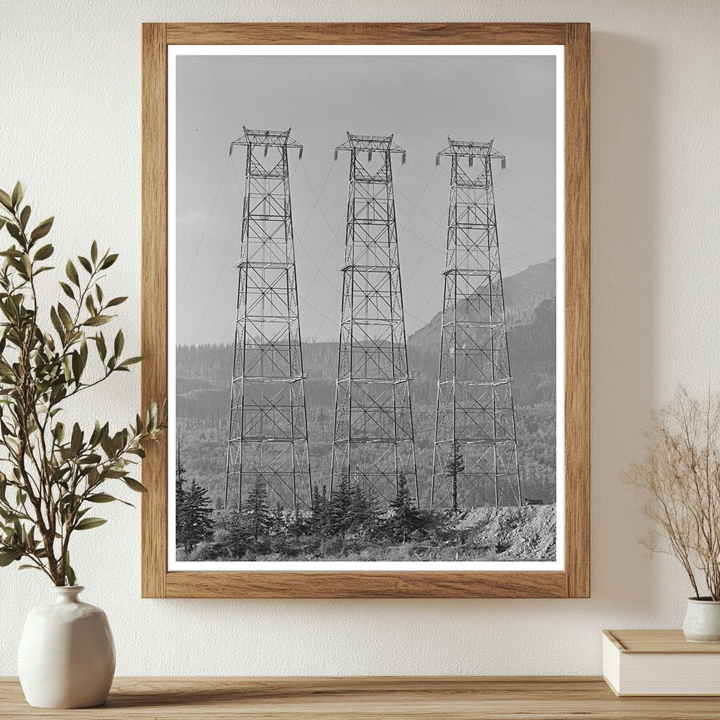 Bonneville Dam Crossing Towers October 1941 Image