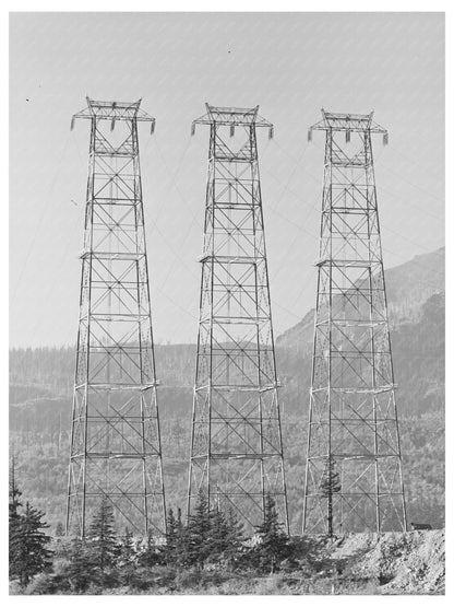 Bonneville Dam Crossing Towers Historic Photo 1941