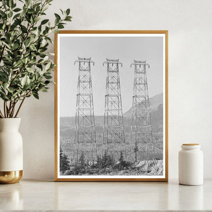 Bonneville Dam Crossing Towers Historic Photo 1941