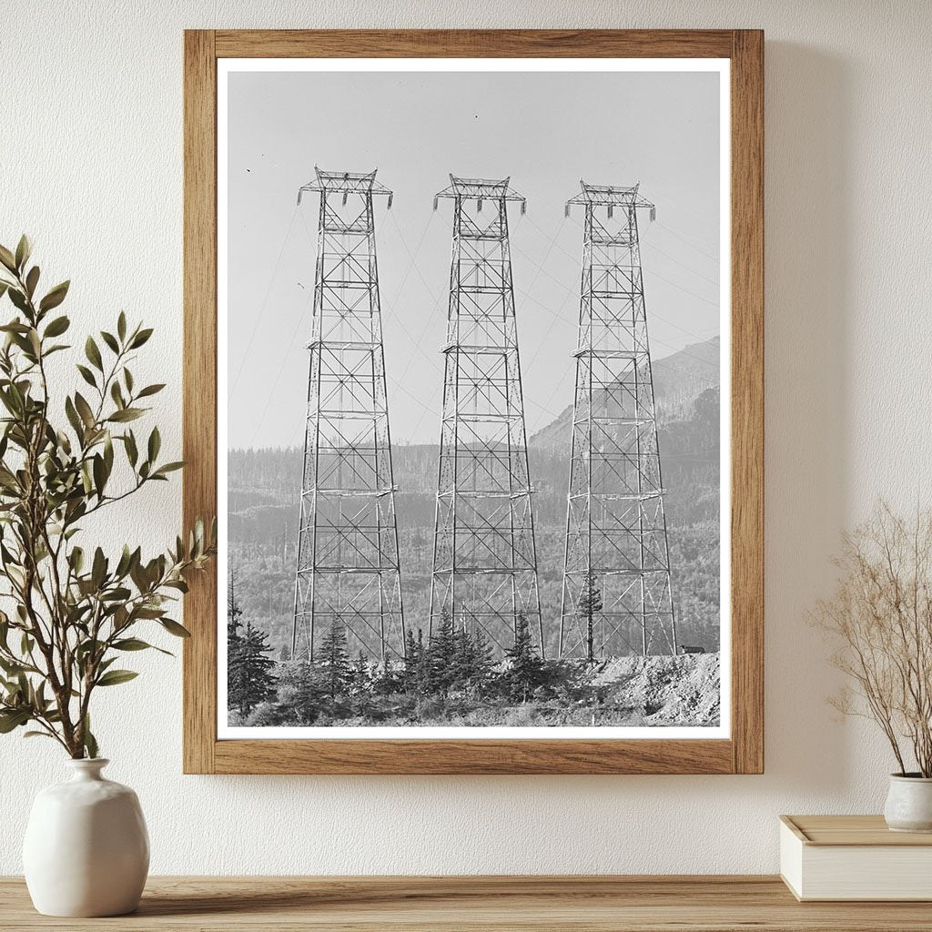 Bonneville Dam Crossing Towers Historic Photo 1941