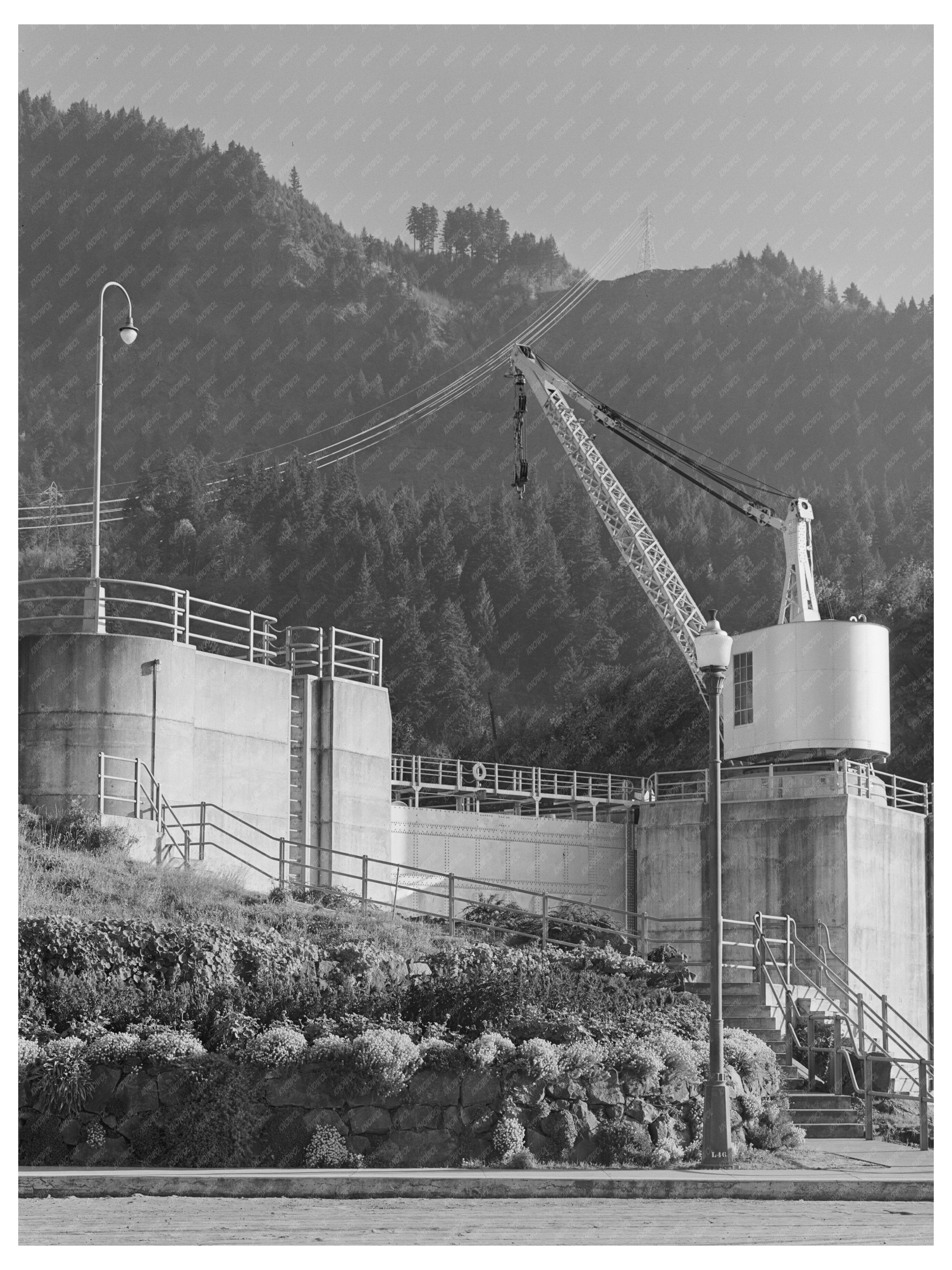 Bonneville Dam Ship Locks Entrance Vintage Photo 1941