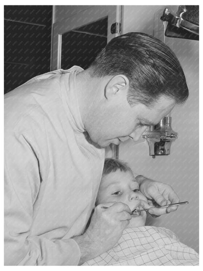 Dentist Treats Migrant Child in Farm Camp Idaho 1941