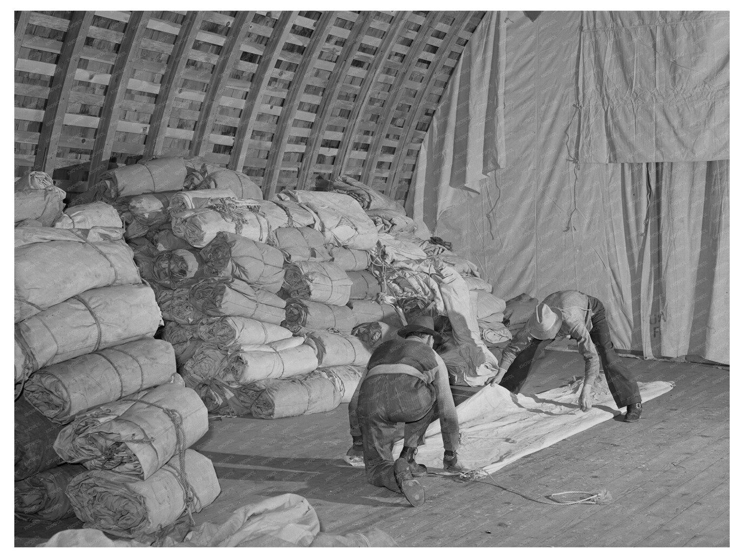 1941 Vintage Image of Farm Security Administration Tent Storage