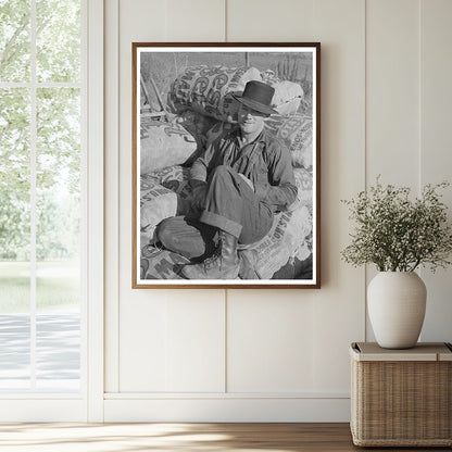 Laborer Resting on Potato Sack Pile Klamath County 1941