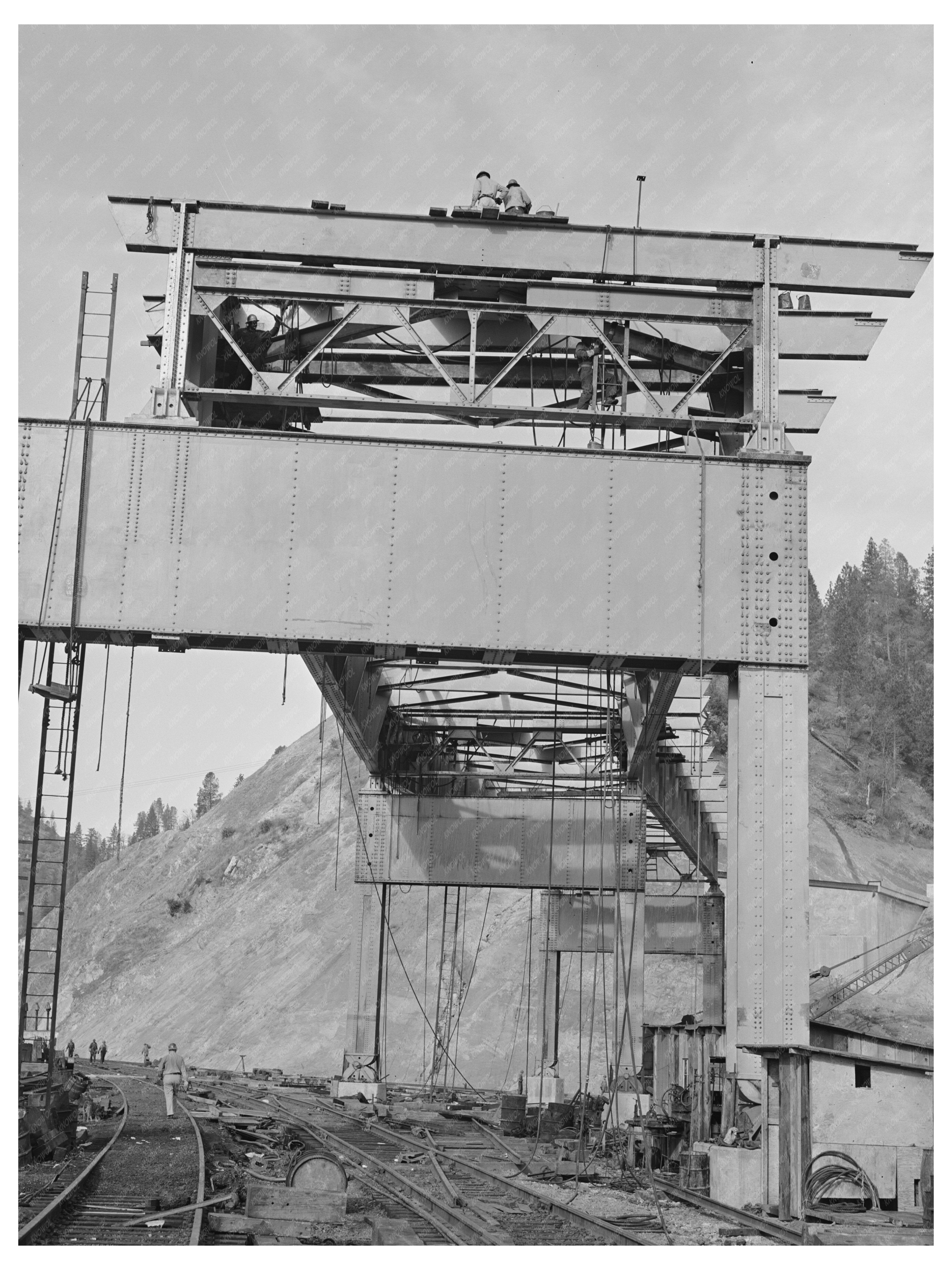 Pit River Bridge Construction Shasta County California 1941