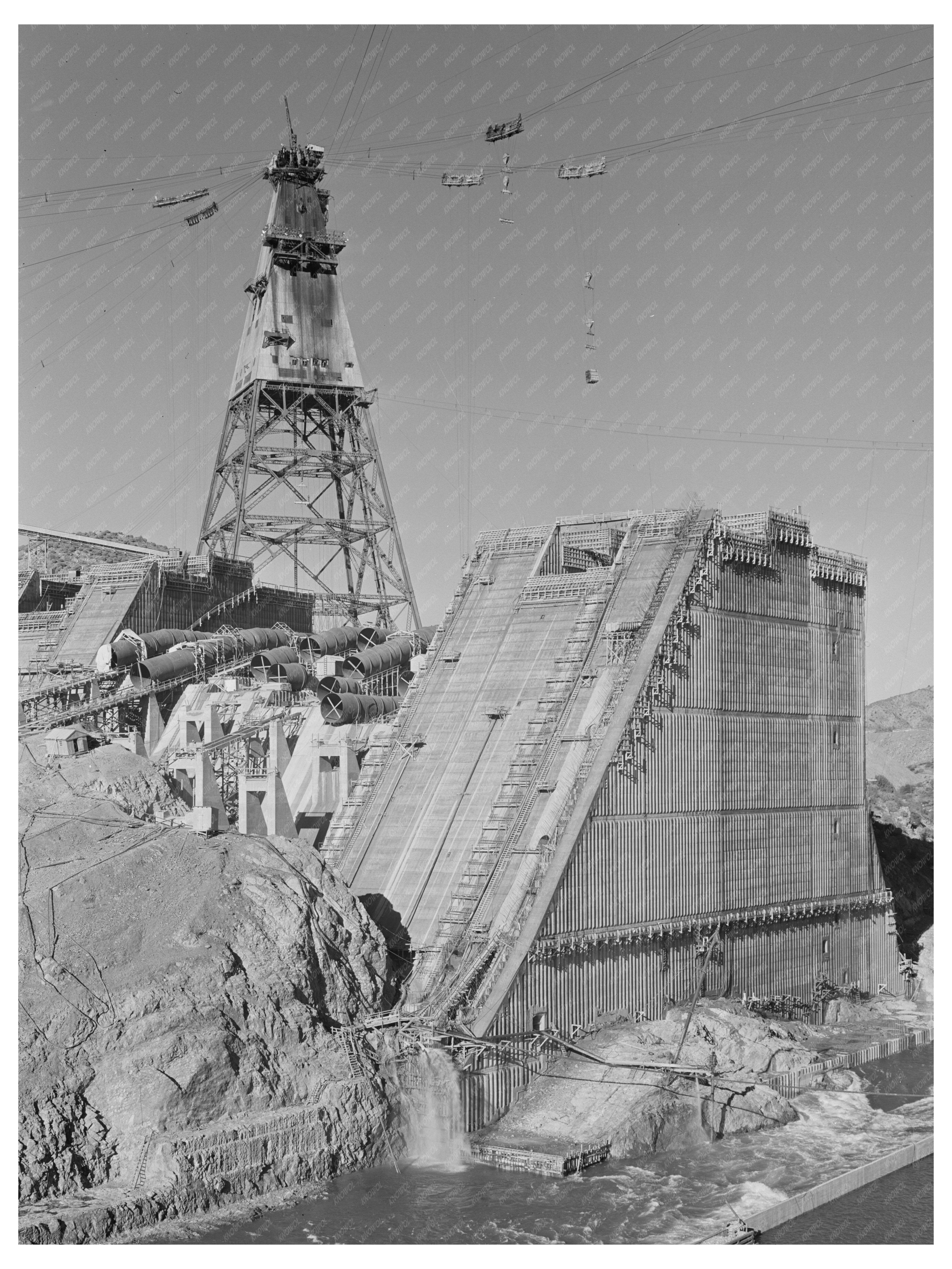 Shasta Dam Construction Cable Tower December 1941 Image