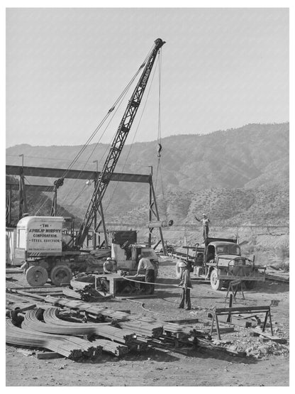 Workers Bending Steel for Shasta Dam December 1941